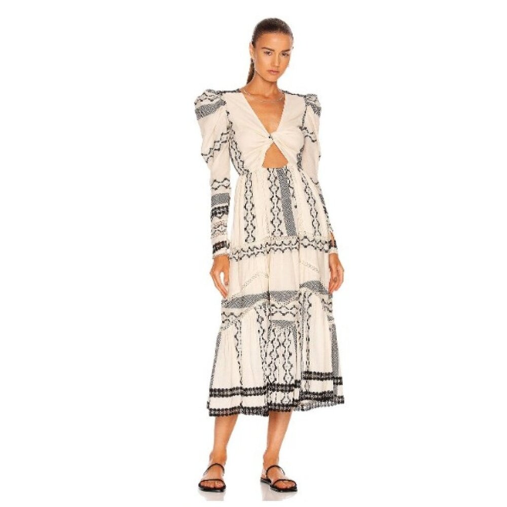 Hemant & Nandita  Twisted Yoke Midi Dress, Size S, NWOT